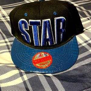 “STAR” Logo ball cap, Snapback, Blue & Black
